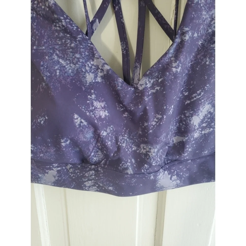 All in Motion Purple Tie Dye Print Longline Bra